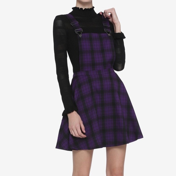 Hot Topic Dresses & Skirts - Black & Purple Plaid Skirtall